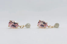 Load image into Gallery viewer, Morganite and Diamond Briolette Earrings