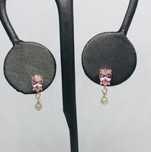 Load image into Gallery viewer, Morganite and Diamond Briolette Earrings